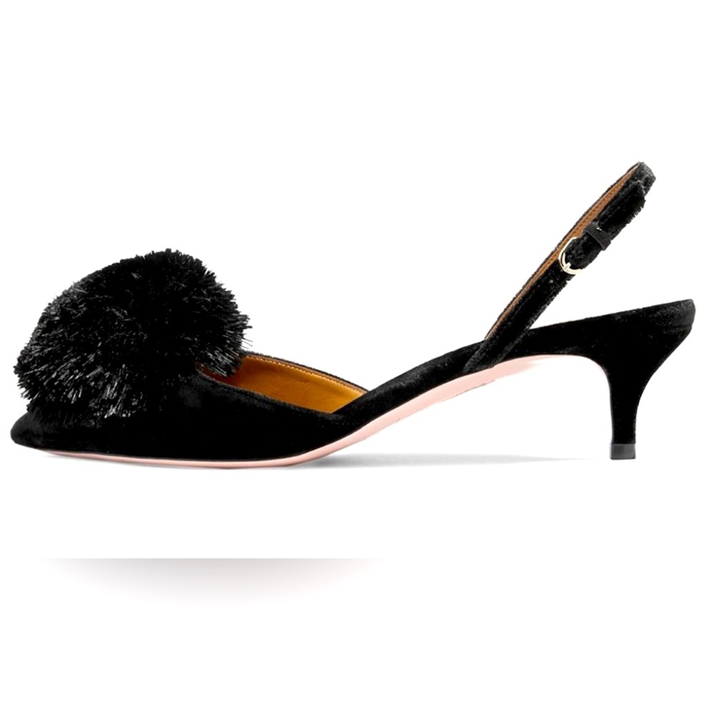 Pompon kitten heels Aquazzura style